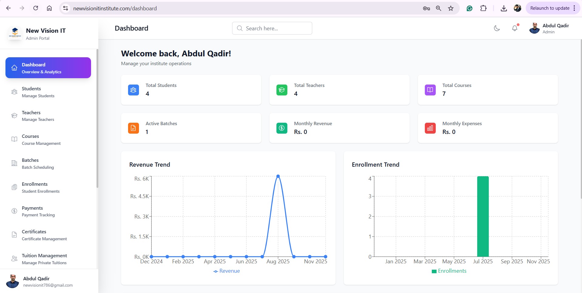 New Vision IT Institute, Khuiratta, AJK, PK – Official Website & Admin Panel