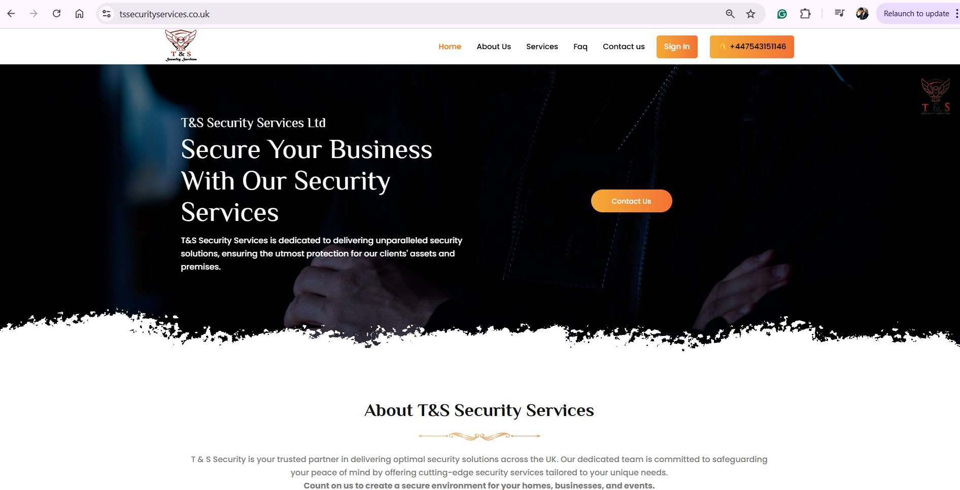 T&S Security Services, UK – Website & Admin Panel