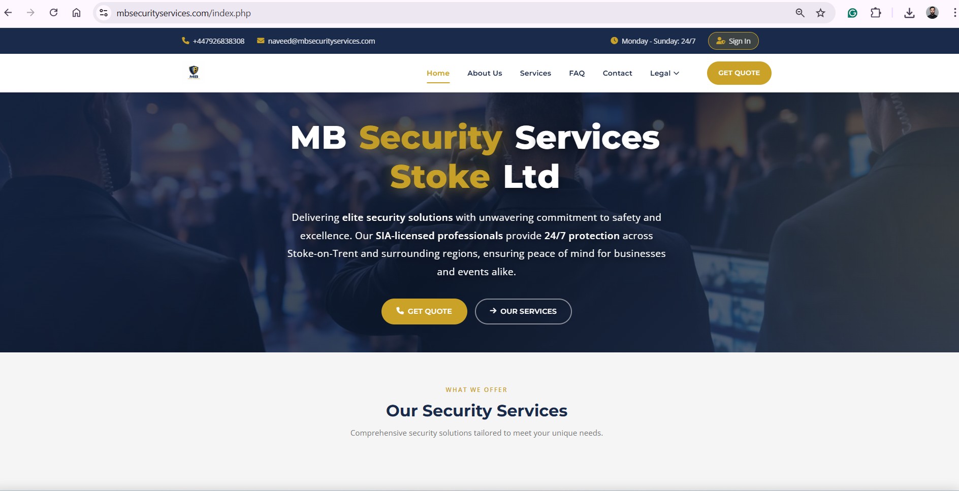 MB Security Services Stoke Ltd – Professional Security Services Website